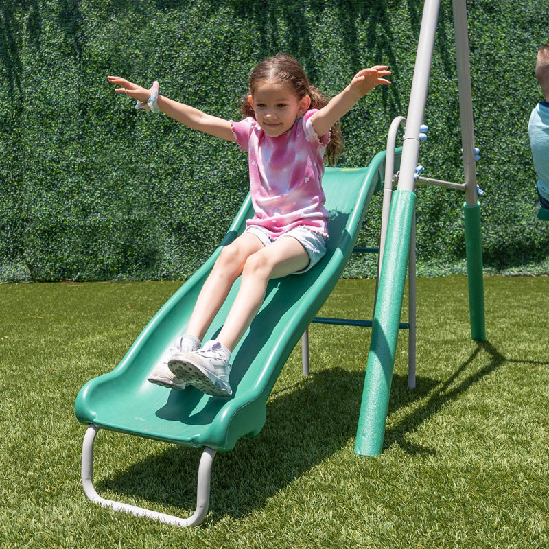 The Swing Company Yonkers Metal Swing Set with Glide Ride Trapeze